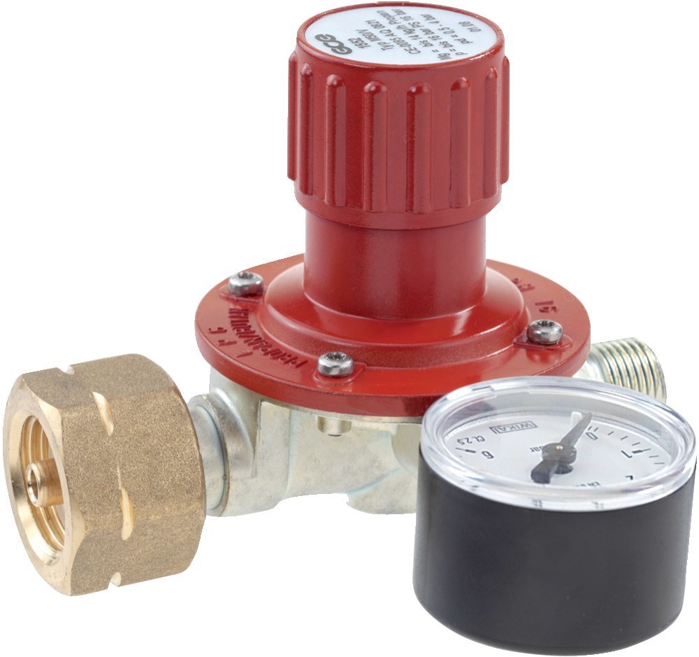 GCE Regler für Propanflaschen 5/11/33kg mit Manometer Gasdruck 0,5-4bar Produktbild img1 L
