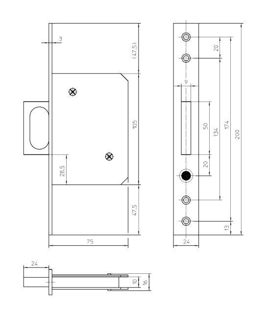 KFV Schiebetürschloss 1650,UG,F24x200ktg,ER Produktbild img2 L