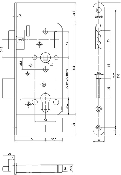 KFV Magnetschloss WES 116-1/2, Edelstahl Produktbild img2 L
