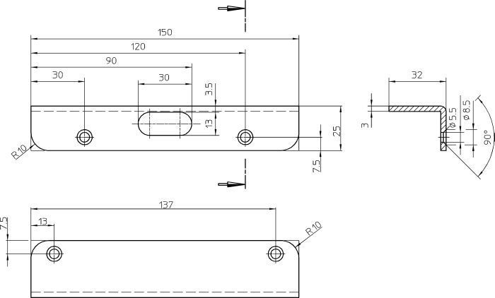 KFV Winkelschließblech 2315,25x150x32 rd,verzinkt Produktbild img2 L