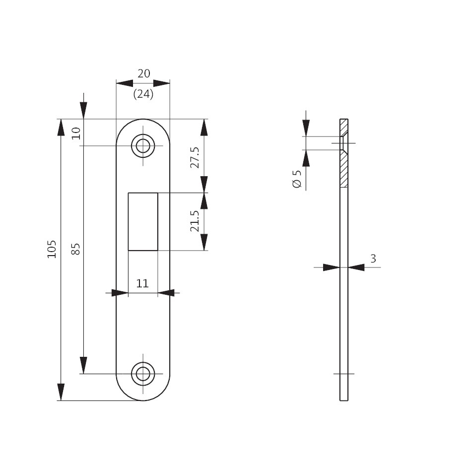 BKS Flachschließblech S413,20x105 ktg,nickelsilber Produktbild img2 L
