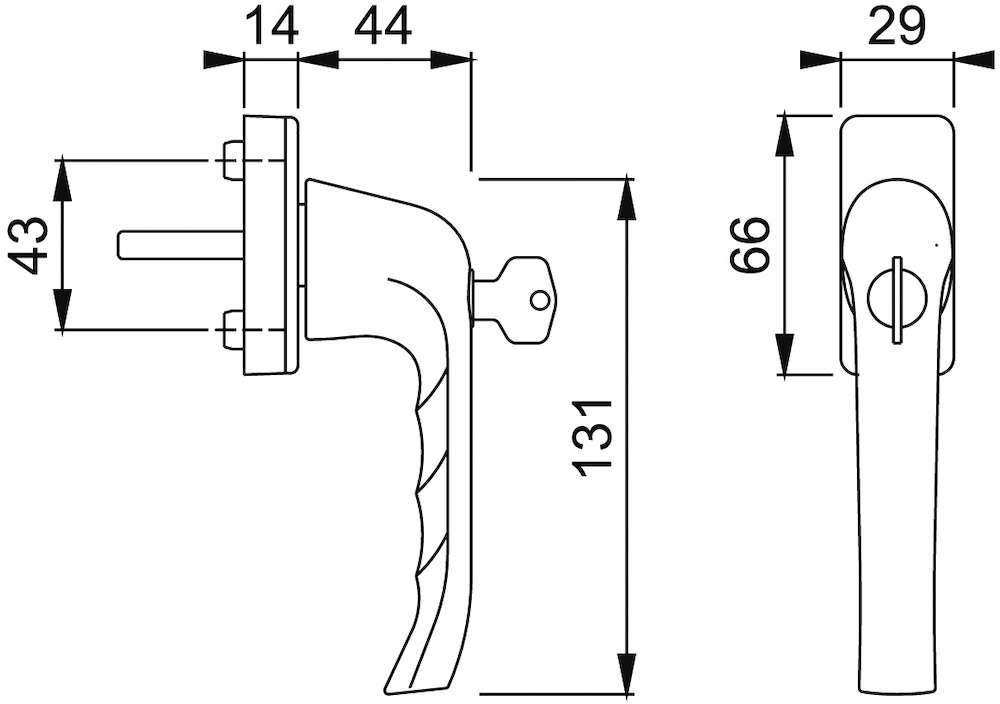 HOPPE® Fenstergriff absperrbar Palermo 055S/U34, ohne Schrauben, Aluminium Produktbild img2 L