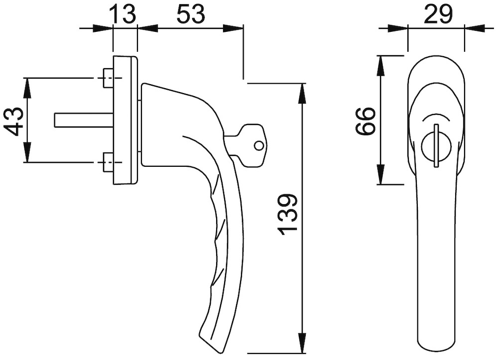 HOPPE® Fenstergriff absperrbar Tôkyô 0710S/U26, ohne Schrauben, N10, Aluminium Produktbild img2 L