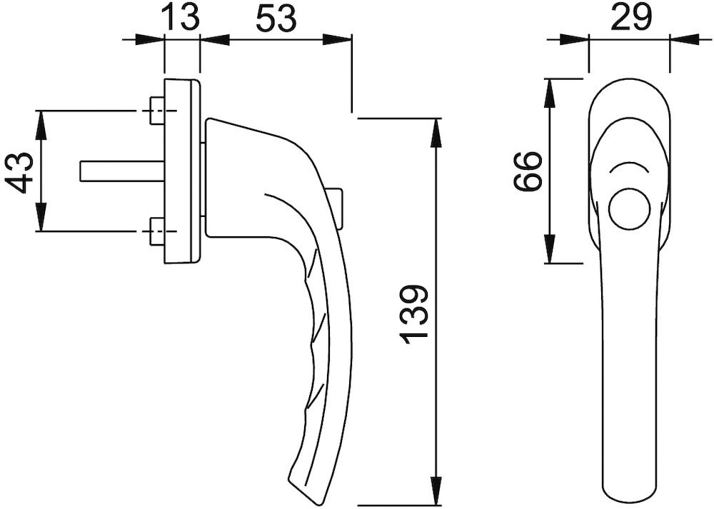 HOPPE® Fenstergriff absperrbar Tôkyô 0710SV/U26, ohne Schrauben, Aluminium Produktbild img2 L
