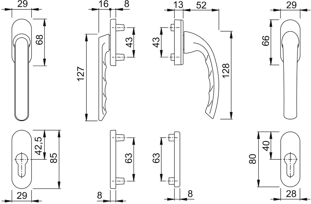 HOPPE® Fenstertürgriffgarnitur Tôkyô 099KH/66N, Aluminium Produktbild img2 L