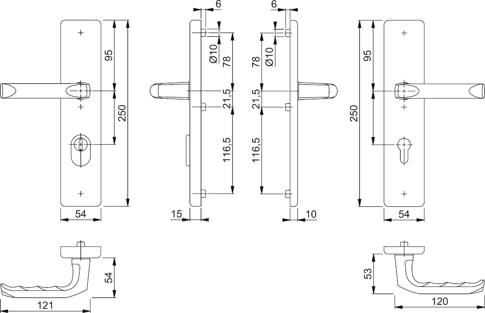 HOPPE SI-DRG 113/2222ZA/2210,LS eck.,15mm,ES1,ZA/PZ 72/8,F1,TS 37-47 Produktbild img2 L