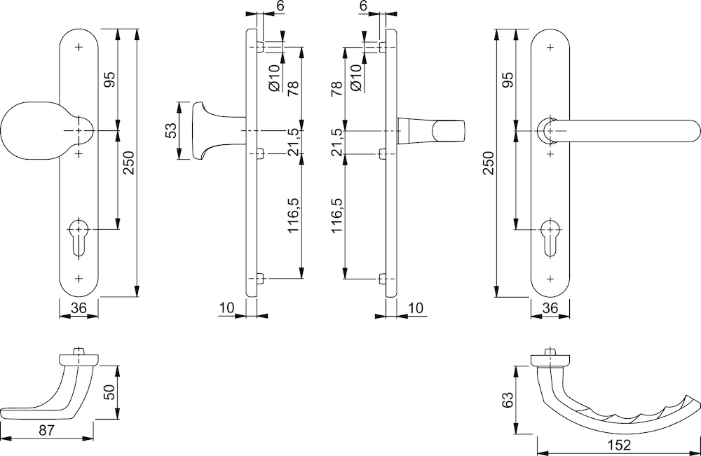 HOPPE Wechselgarnitur Luxembourg 86G/3357N/1500, LS,PZ92/8,F9016,TS 87-92 Produktbild img2 L