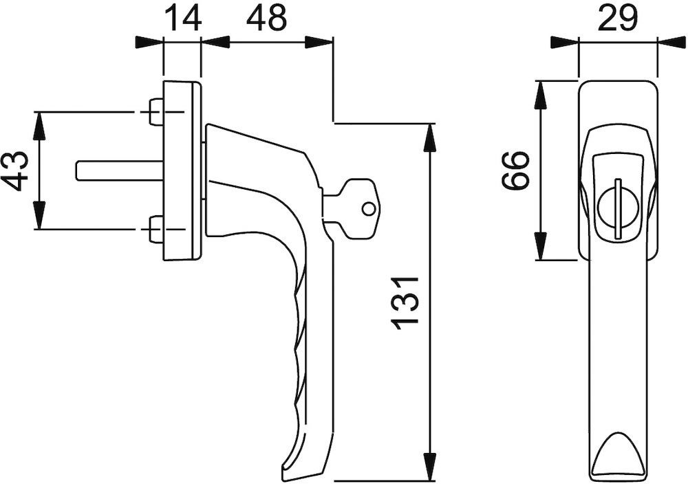 HOPPE® Fenstergriff absperrbar London 013S/U34, ohne Schrauben, Aluminium Produktbild img2 L