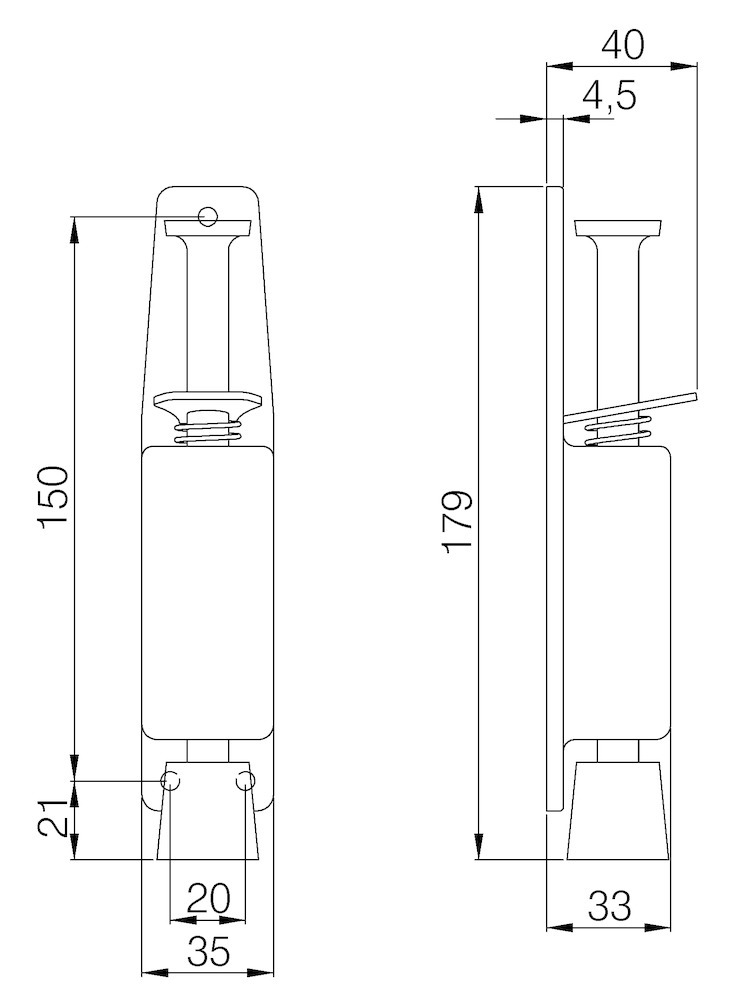 DENI® Türfeststeller 3833,Hub 40mm, ER Produktbild img2 L