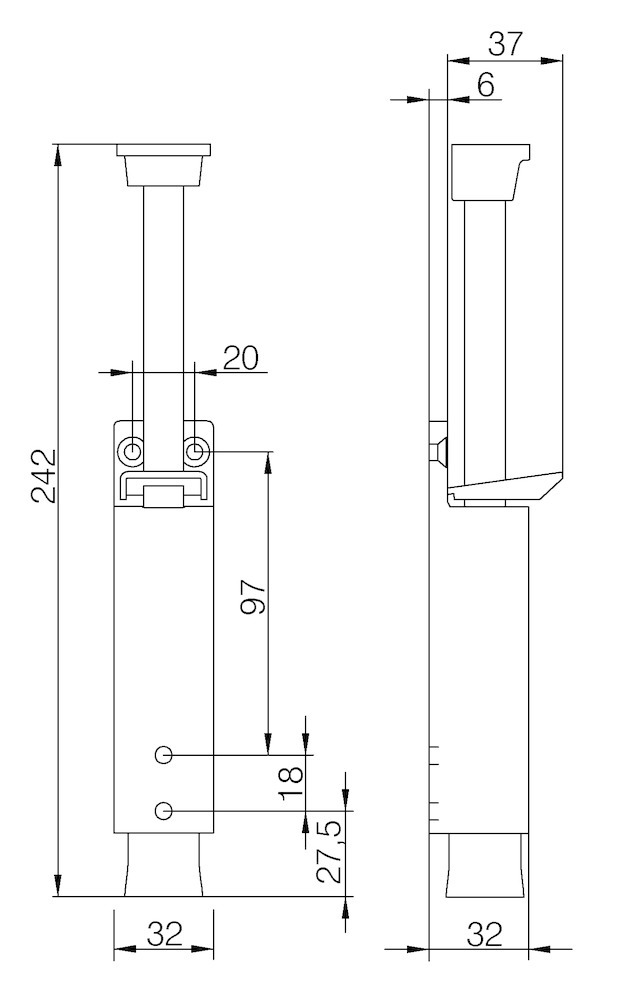 DENI® Türfeststeller 3836,Hub 90mm, silberfarben Produktbild img2 L