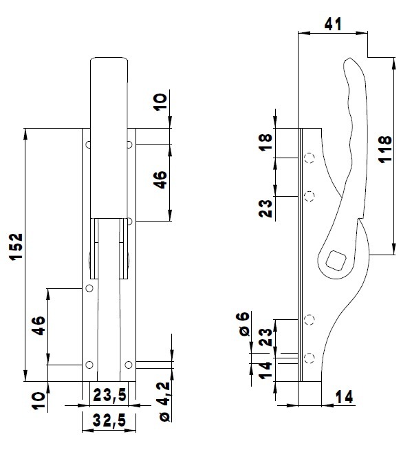 DENI Tortreibriegel,Plano 2.0,4010, 10mm,mit 2 Schlaufen,ls-rs.,galvanisch verzinkt Produktbild img2 L