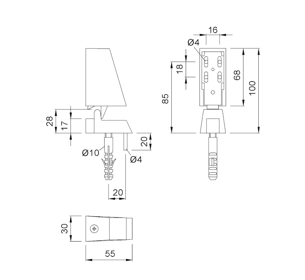 KWS Türfeststeller 1013,H100mm, silberfarben, einbrennlack. Produktbild img2 L