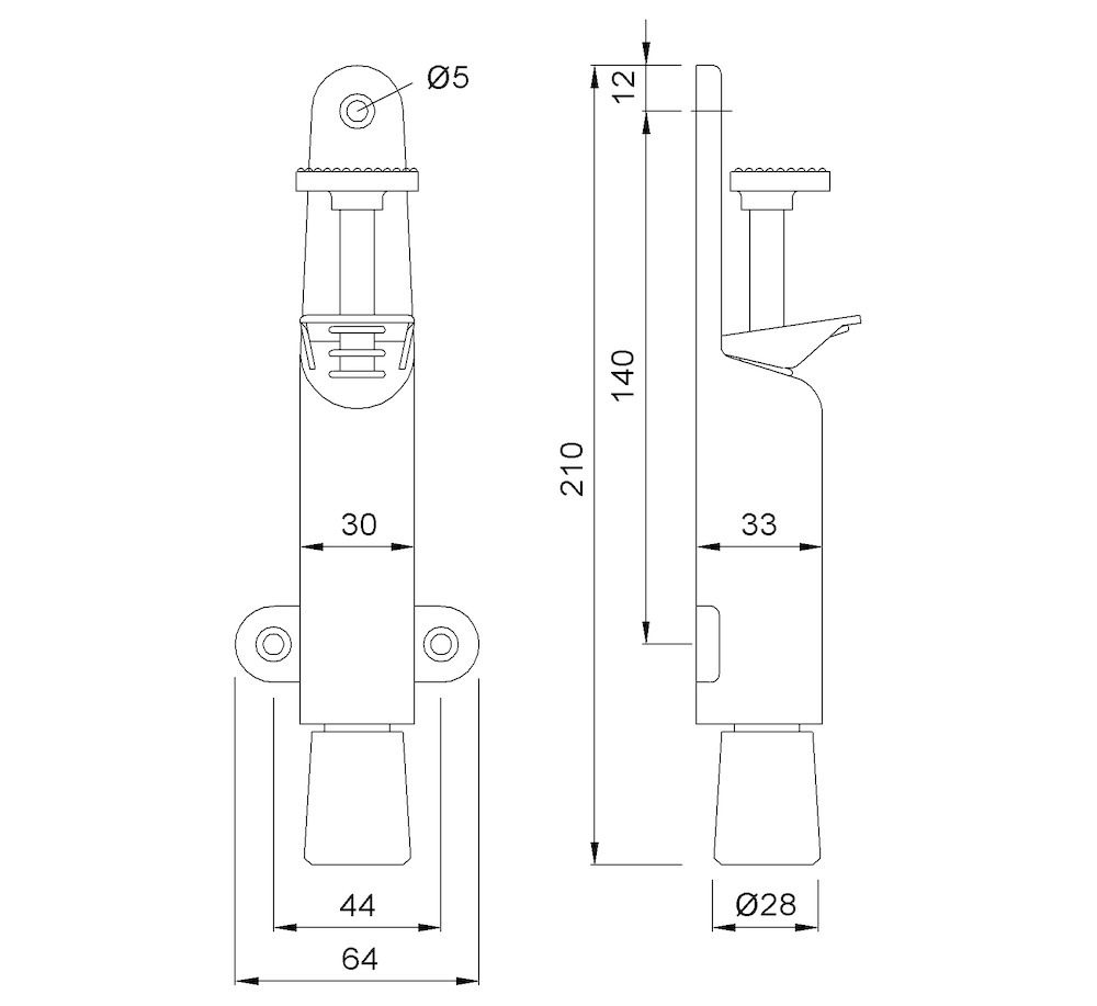 KWS Türfeststeller 1026,Hub 30mm, silberfarben, einbrennlack. Produktbild img2 L