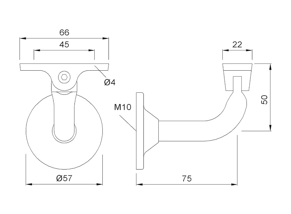 KWS GA-Handlaufstütze, 4513, mit flacher Auflage, Aluminium, silber einbrennlackiert Produktbild img2 L
