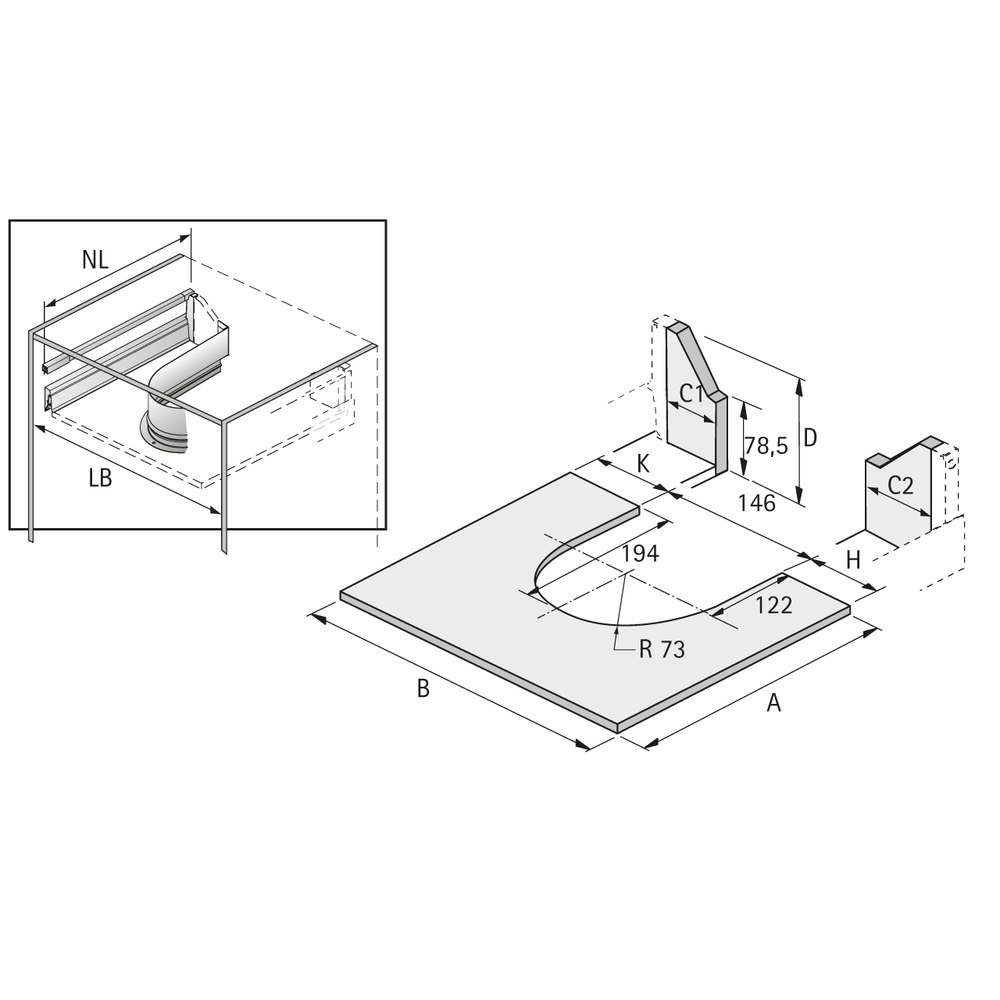 HETTICH Metallumrandung für Siphonausschnitt rund ArciTech/AvanTech YOU, Stahl Produktbild img4 L