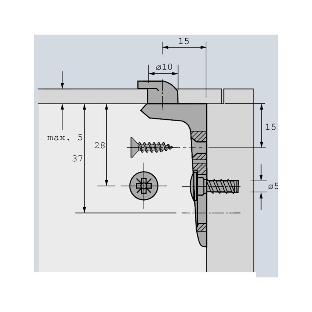 Hettich MB-Rückwandverbinder, RV1, 19558, Zinkdruckguss, silber, vernickelt Produktbild img2 L