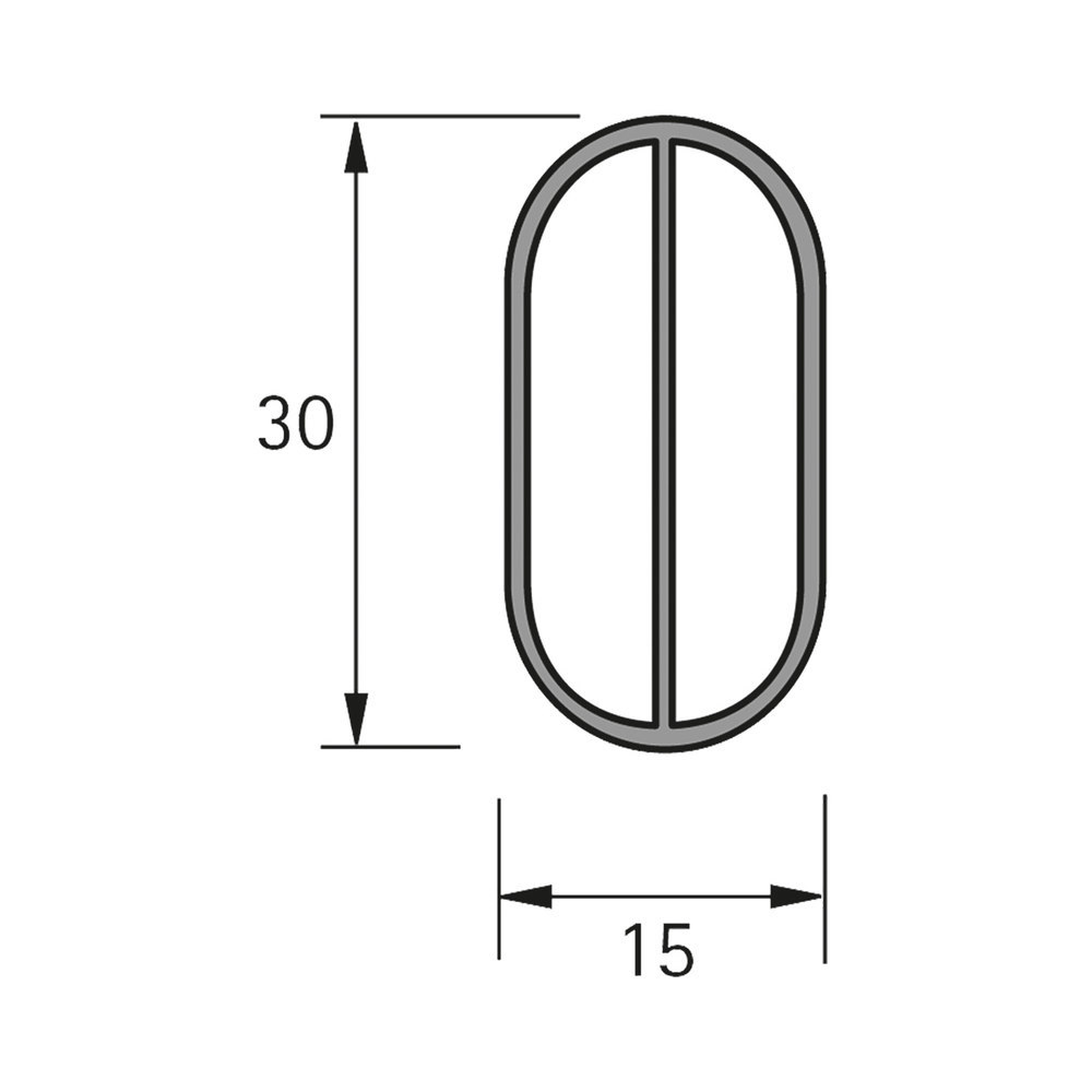 Hettich Schrank-Rohr, oval, 9079590 , 30 x 15 x 3000mm, Aluminium silber eloxiert Produktbild img2 L