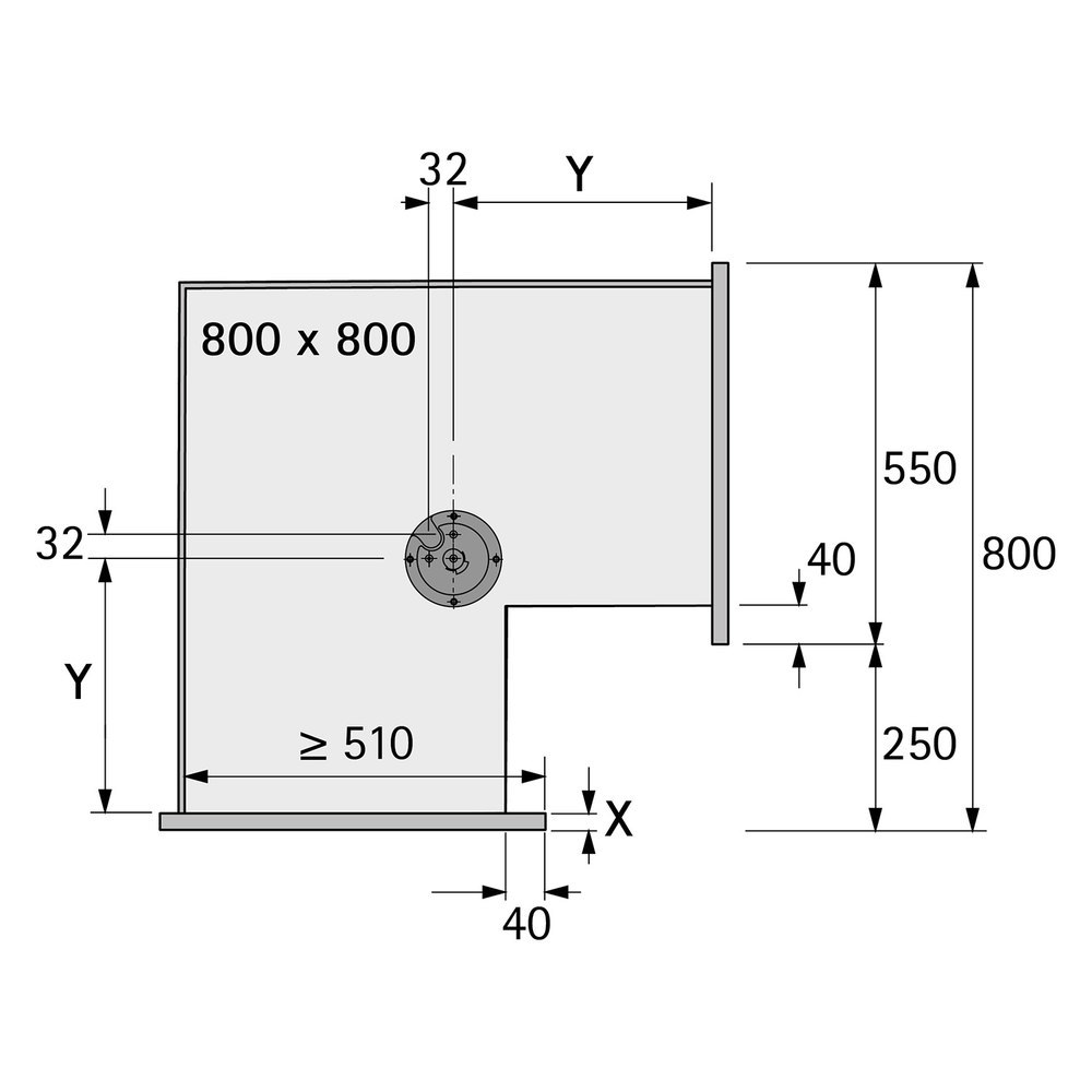 Hettich Küchenunterschrank-Eckschrankdrehbeschlag, Revo 90° 9080040, KB 800mm, silber Produktbild img5 L