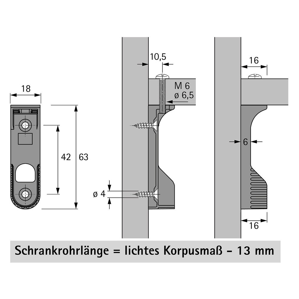 Hettich Schrankrohr-Lager, SL 786, 70668, für Kleiderstange 30x15 mm, vernickelt Produktbild img2 L