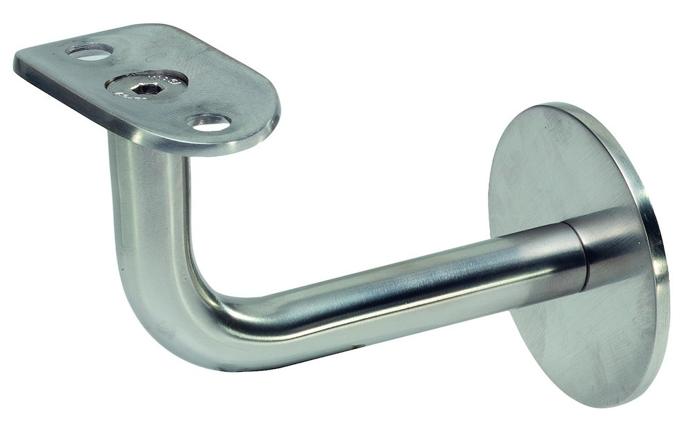 KWS GA-Handlaufstütze, 4571, mit flacher Auflage, Stahl, silber einbrennlackiert Produktbild img1 L