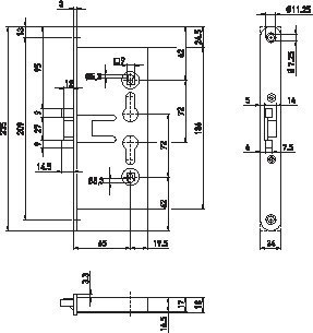 BMH PA-Einsteckschloss 1758,PZ72/9,D65,F24x235rd,PAF-D ausw. Produktbild img2 L