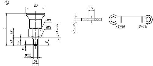 Kipp Arretierbolzen für dünnwandige Teile Form A Produktbild img2 L