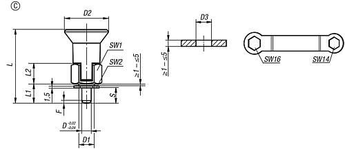 Kipp Arretierbolzen für dünnwandige Teile Form C Produktbild img2 L