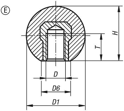 Kipp Kugelknöpfe glatt DIN 319 erweitert Form E mit Gewindebuchse Produktbild img2 L
