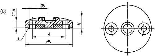 Kipp Teller für Gelenkfüße aus Zinkdruckguss oder Edelstahl Form D Produktbild img2 L