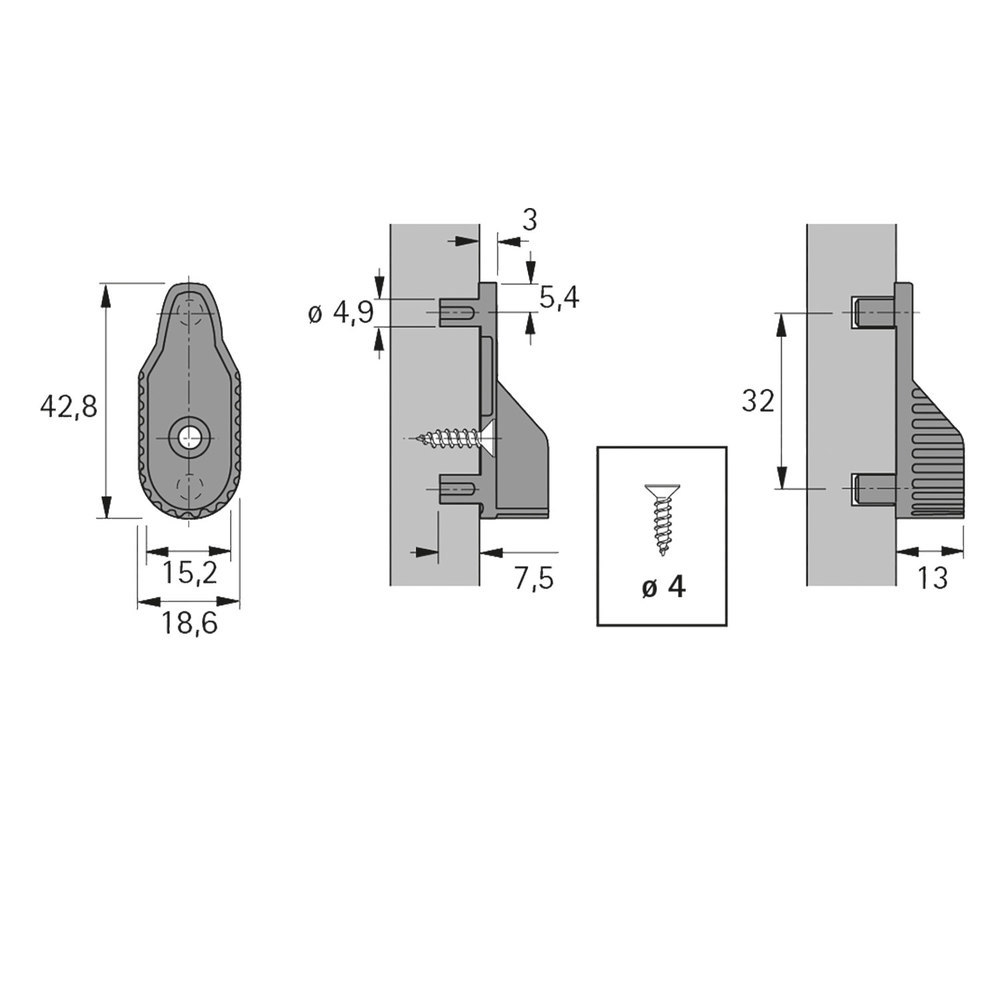 Hettich Schrankrohr-Lager, SL 323, 70666, für Kleiderstange 30x15 mm, vernickelt Produktbild img2 L