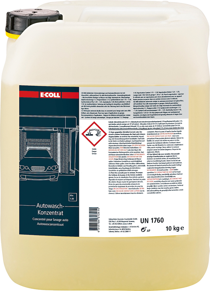 E-COLL Universalreiniger und Autowaschkonzentrat mild-alkalisch 10kg Kanister Produktbild img1 L