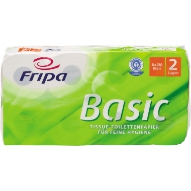 FRIPA Toilettenpapier Basic 1510805 2-lagig weiß 8 Rollen à 250 Blatt Produktbild img1 L