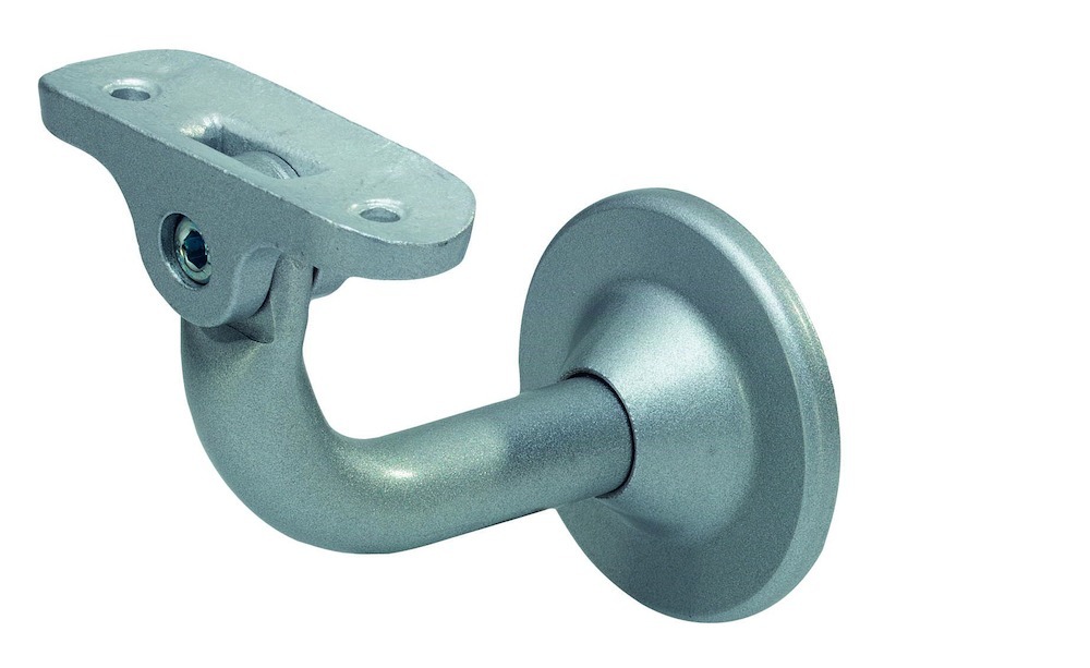 KWS GA-Handlaufstütze, 4511, mit gewölbter Auflage, Stahl, silberfarbig einbr.lack. Produktbild img1 L