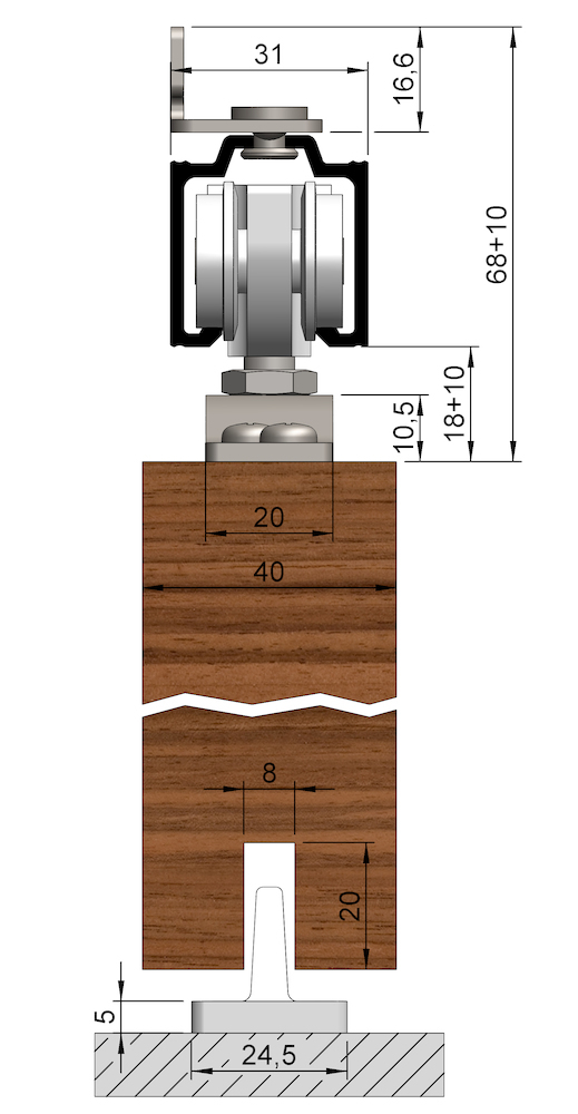 HELM Schiebetürbeschlag 73, 80 kg Produktbild img3 L