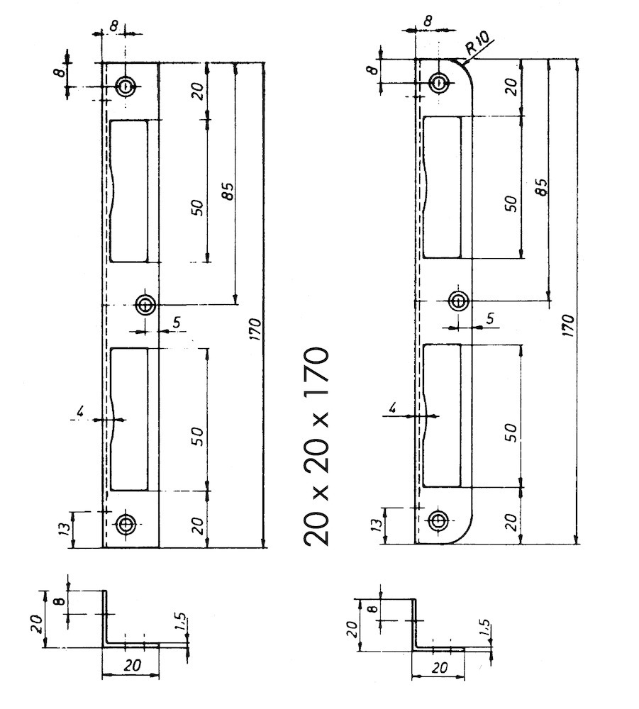 Neutral BEVER Winkelschließblech 1 ZT,20x170x20 ktg,verzinkt Produktbild img2 L