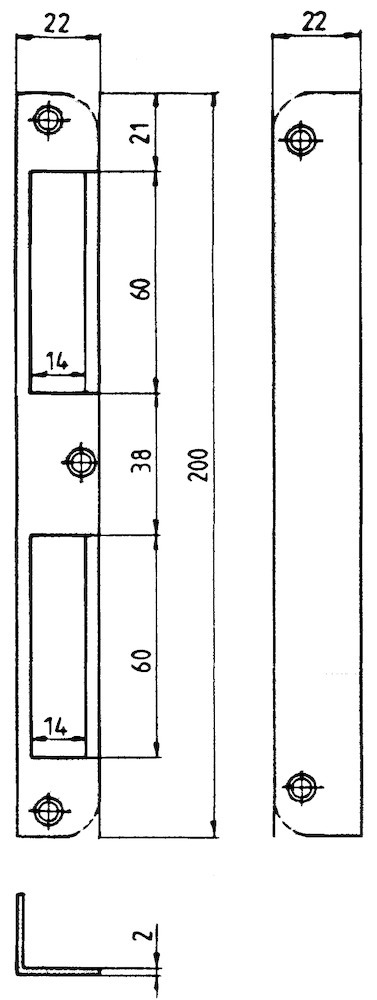Neutral BEVER Winkelschließblech 4 HT,22x200x22 rd,verzinkt Produktbild img2 L