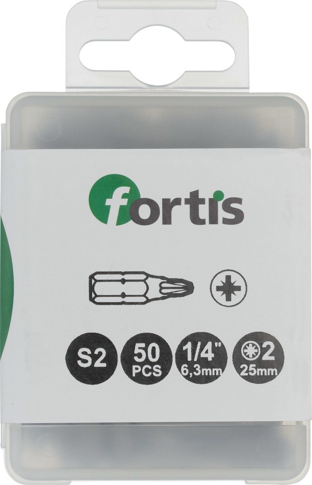fortis Bit zähhart 1/4" DIN3126 C6,3 PZ2x25mm 50er Pack Produktbild img1 L