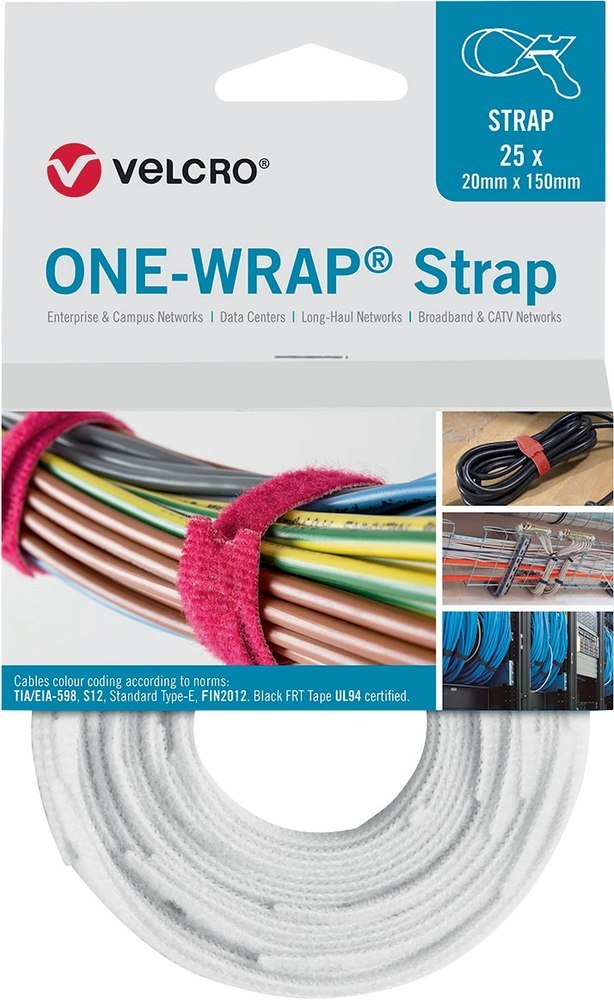 VELCRO Klettkabelbinder ONE-WRAP Strap 2 0 x 330mm, weiß 25 Stück Produktbild img1 L