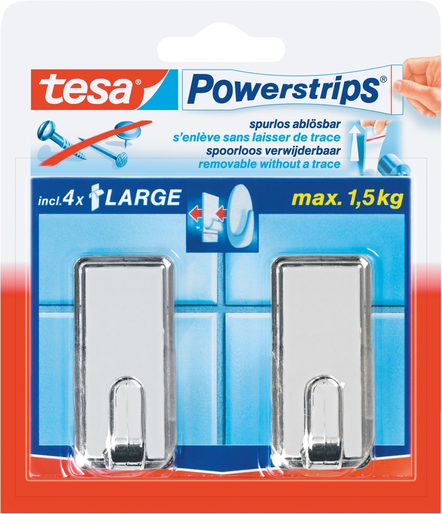 tesa Powerstrips Haken Large Classic chrom Produktbild img1 L