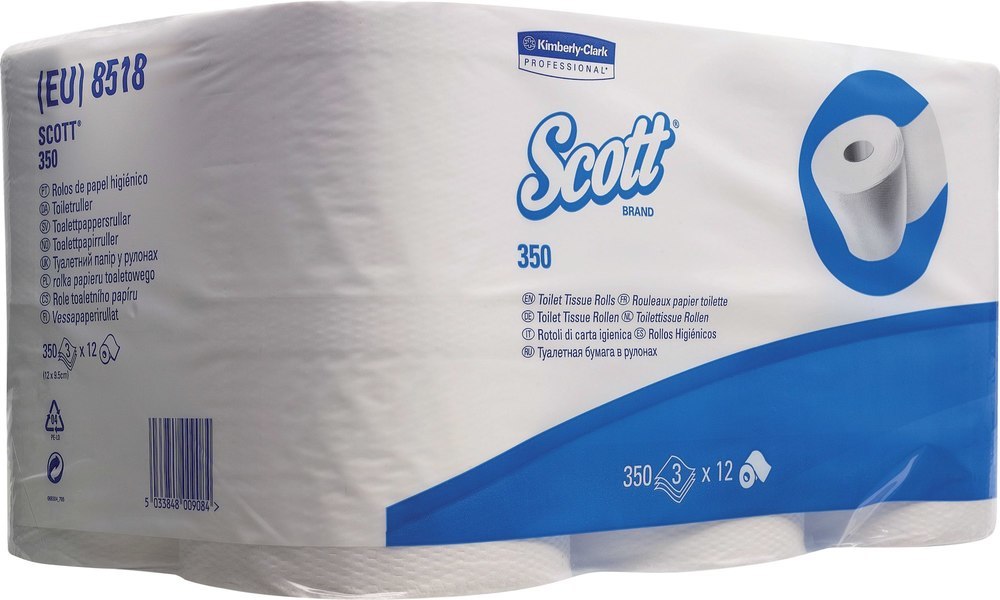 SCOTT 350 Toilet-Tissue 3lag. hochweiß 6 x350Blatt Produktbild img1 L