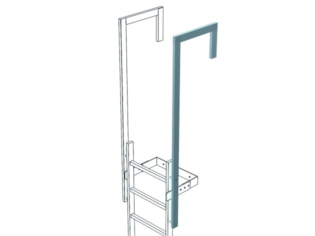 ZARGES Ausstiegsholm Notleiteranlage abgewinkelt, Stahl verzinkt, Nutzl. 1100 mm Produktbild img2 L