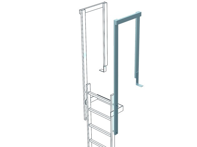 ZARGES Ausstiegsgeländer Notleiteranlage mit Bodenwinkel H 1100 mm, Stahl verzinkt Produktbild img2 L