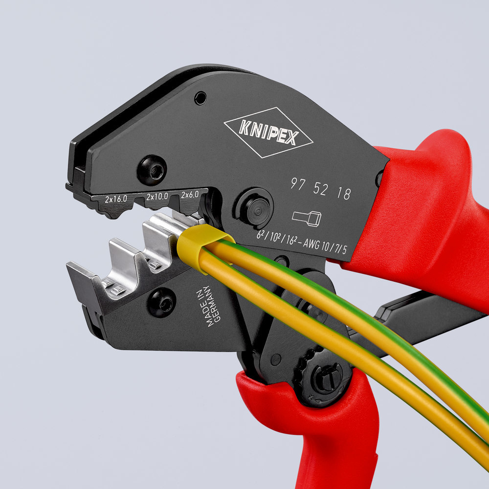 KNIPEX Crimpzange auch für Zweihandbedienung mit rutschhemmenden Kunststoff-Hüllen brüniert Produktbild img2 L
