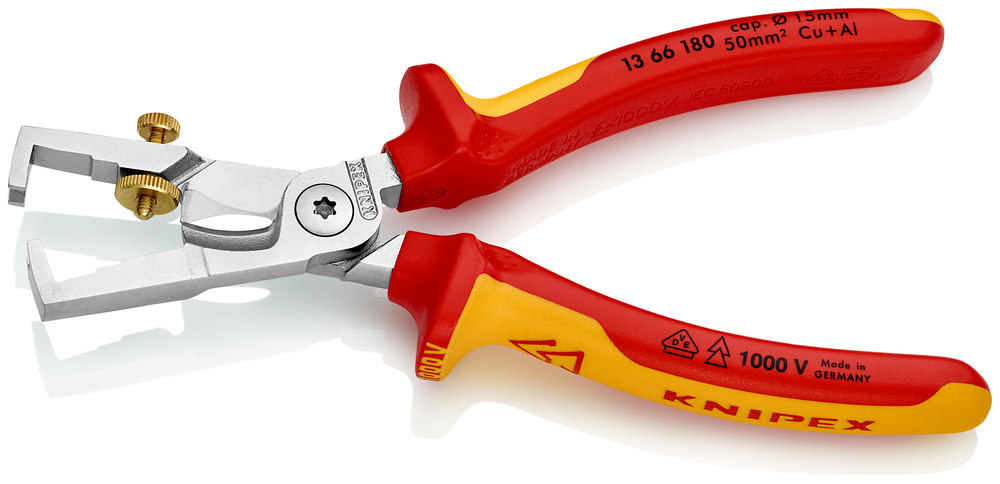 KNIPEX Abisolierzange StriX® 13 66 180 poliert Mehrkomp. VDE Ø5mm 10mm² 180mm Produktbild img5 L