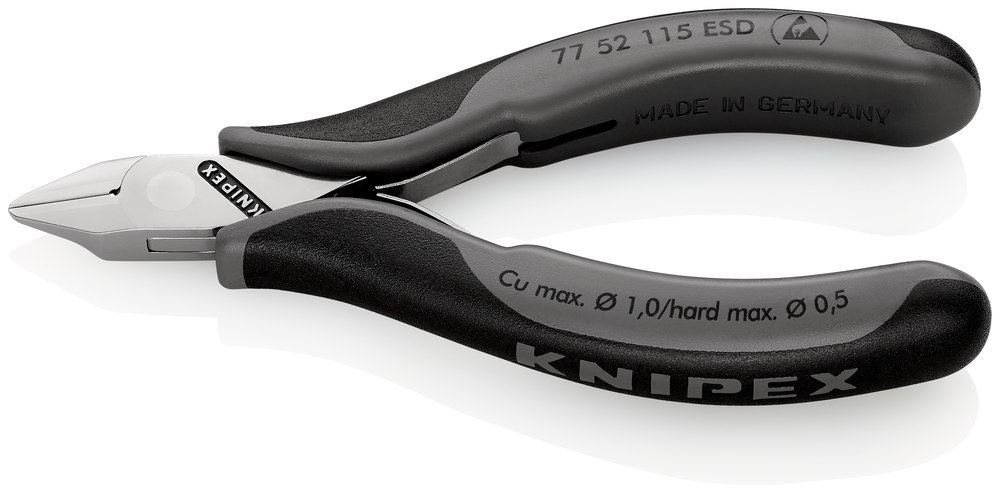 KNIPEX Seitenschneider Elektronik ESD Sp itzflachkopf mit Fase klein 115mm Produktbild img1 L