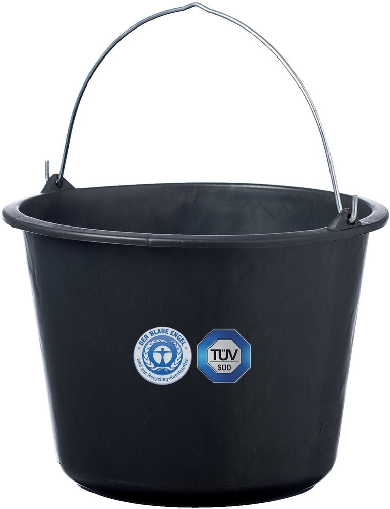 BERDAL Baueimer 12L schwarz Knopfbügel, L-Skala Produktbild img1 L