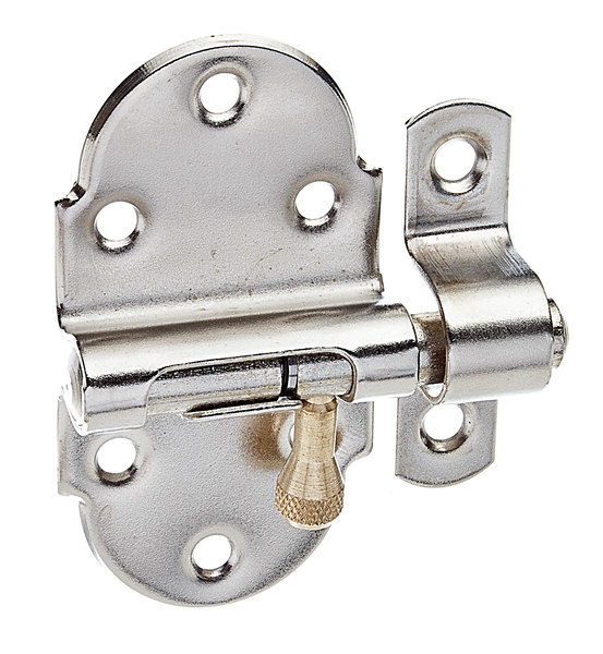 GAH ALBERTS Grendelriegel mit Messing-Knopf, mit Feder, Stahl vernickelt poliert Produktbild img1 L