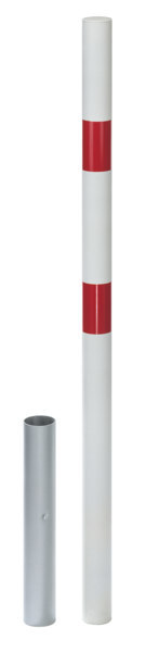 GAH ALBERTS Absperrpfosten STABO, feuerverzinkt, weiß kunststoffbeschichtet, keine Ösen Produktbild img1 L