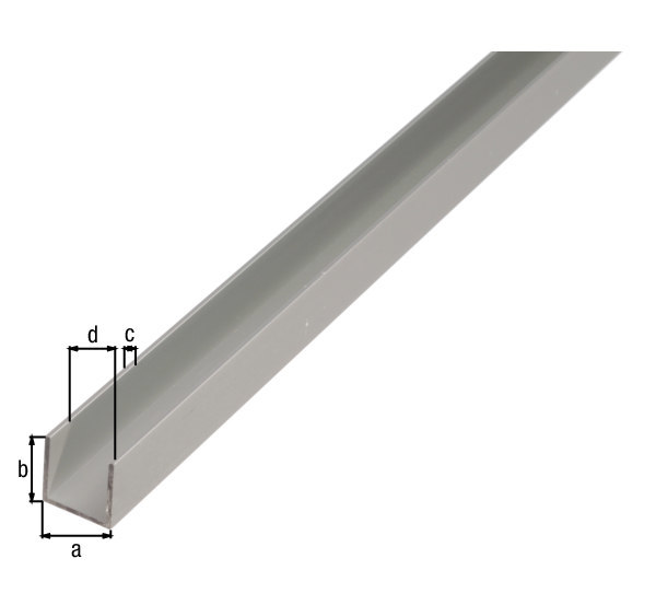GAH ALBERTS U-Profil, L 2000 mm, Aluminium silberfarbig Produktbild img2 L