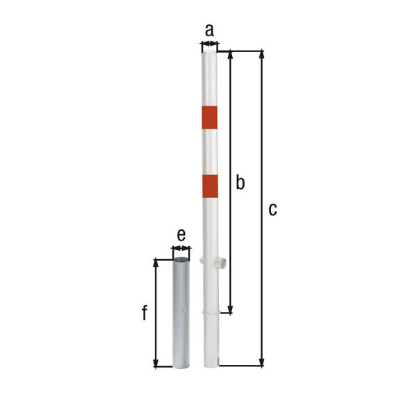 GAH ALBERTS Absperrpfosten PASSAU, rund, mit Dreikantschloss, feuerverzinkt, weiß kunststoffbeschichtet, keine Ösen Produktbild img2 L